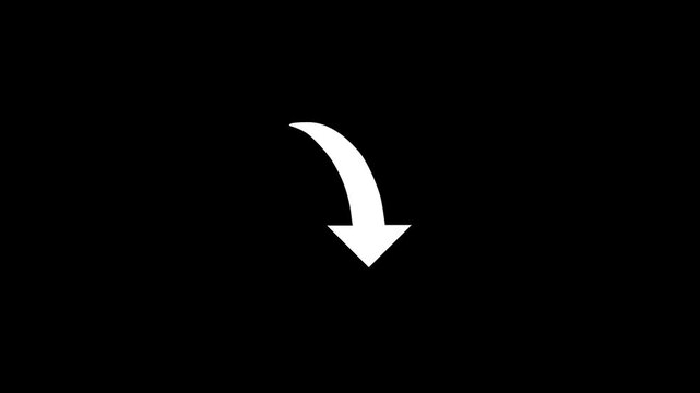Abstract simple animated arrow pointing to down. down direction arrow icon looping animation. 4k footage.