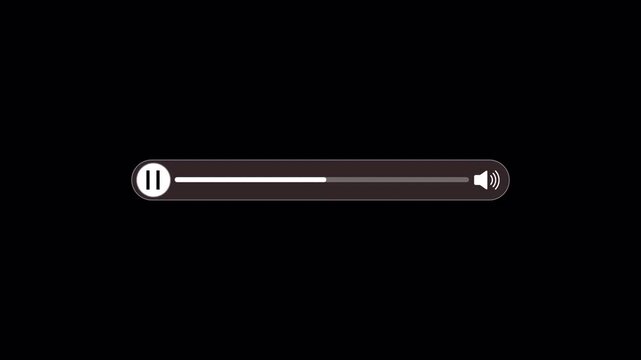 Music player overlay timeline bar video on transparent background, Music timeline or video track player, Timeline bar moving as song media playing Animation. music player in 4k.