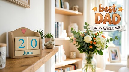 Fathers day greeting with calendar showing june 20th