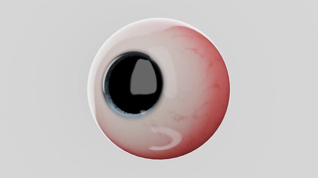 realistic 3d eyeball rotating, on grey background