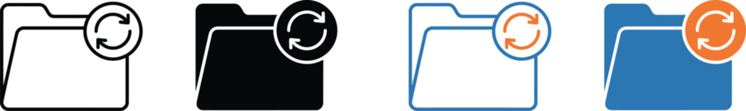 Folder icons with refresh symbols on a transparent background PNG