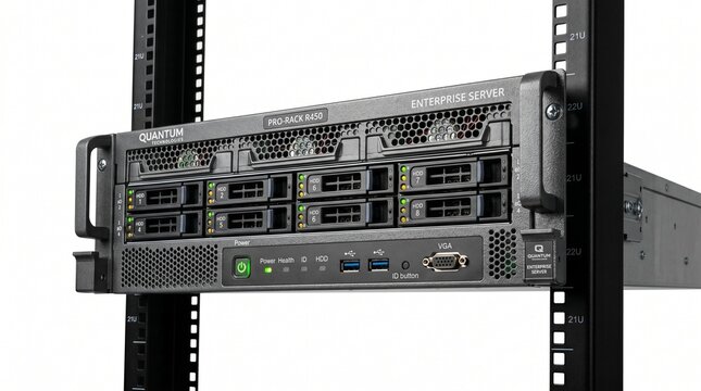 Enterprise Server Rack Unit Isolated on White Background, Technology Hardware Component