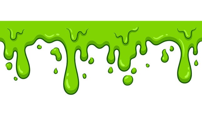 Green slime dripping border on white background vector