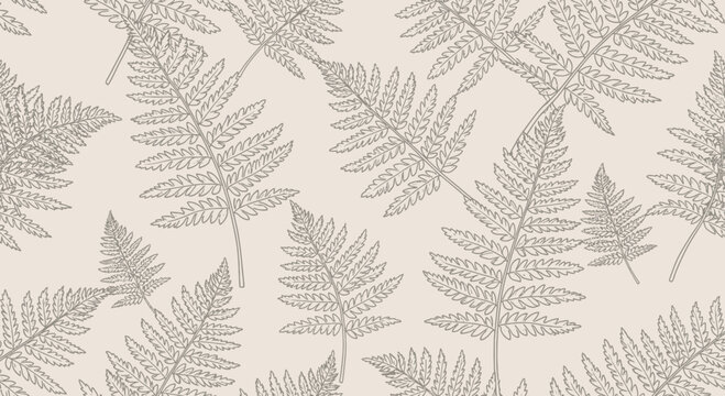 Fern leaf pattern design on beige background for nature inspired visuals