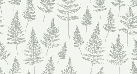 Obraz premium Fern leaves pattern on cream background for textile and wallpaper design