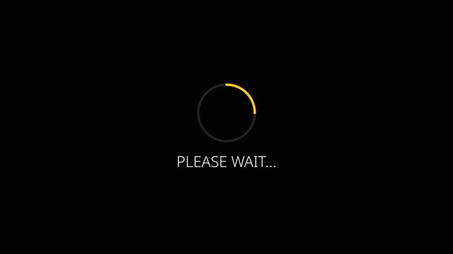 Minimalist loading spinner animation with please wait text for digital interfaces animation