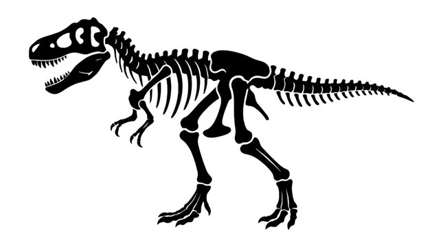 Black Tyrannosaurus rex skeleton silhouette vector illustration