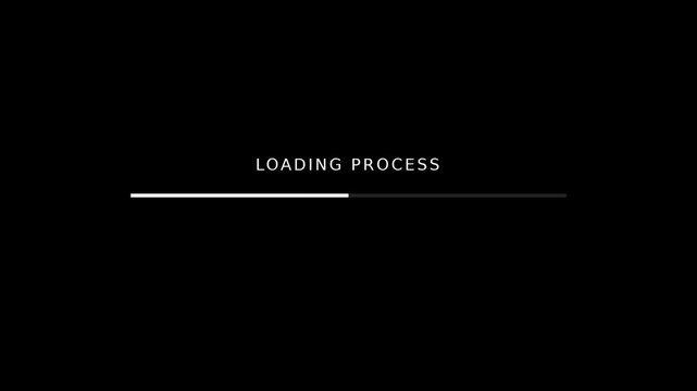 Minimalist loading process progress bar animation on animation black background