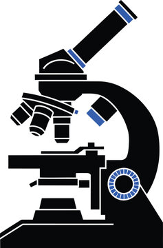 Black and blue laboratory microscope icon design