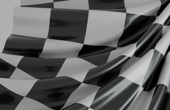 Close-up abstract view of a waving checkered racing flag texture.