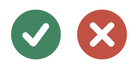 Green Tick Mark and Red Cross Icon Vector for Yes No Buttons, Approval, and Rejection Interfaces © Sidratul Muntaha 4