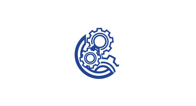 Blue circular logo containing multiple interlocking gears