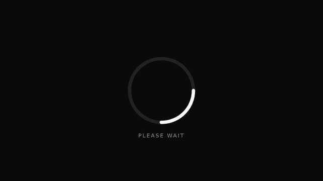 Minimalist loading spinner animation with please wait text overlay animation