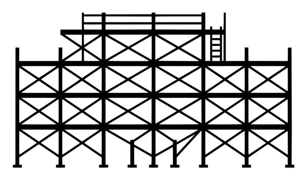 Black Scaffolding Icon Vector Flat Design Symbol for Construction Building and Safety
