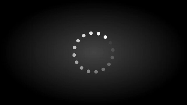 Minimalist loading spinner animation on dark animation background, for ui/ux