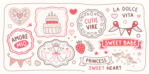 Romantic Doodles And Illustrations With Pink And Red Accents © gita