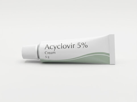 Acyclovir 5 percent antiviral cream tube for cold sore treatment