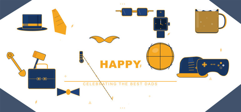 Colorful happy icons set with laptop mug and game