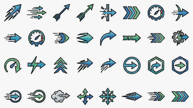 Elegant Collection of Modern Directional and Functional UI Icons for Navigation and Action Indicators