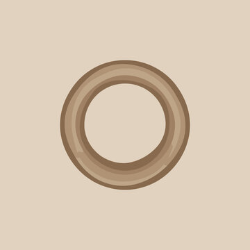 A simple brown circular ring shape on a light background