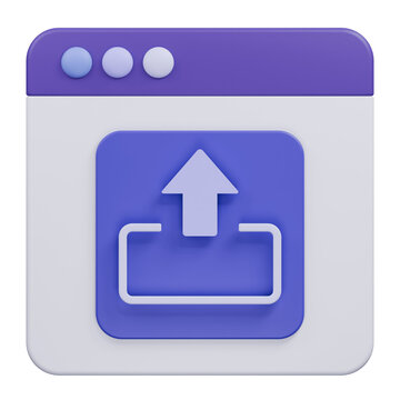 3D rendered upload icon button for web interface design.