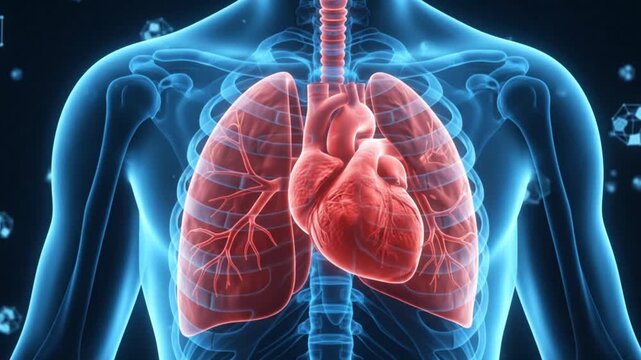 Anatomical Human Heart X-Ray Visualization with Digital Overlay