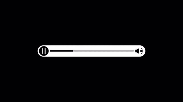 Music player overlay timeline bar video on transparent background, Music timeline or video track player, Timeline bar moving as song media playing Animation. music player in 4k.