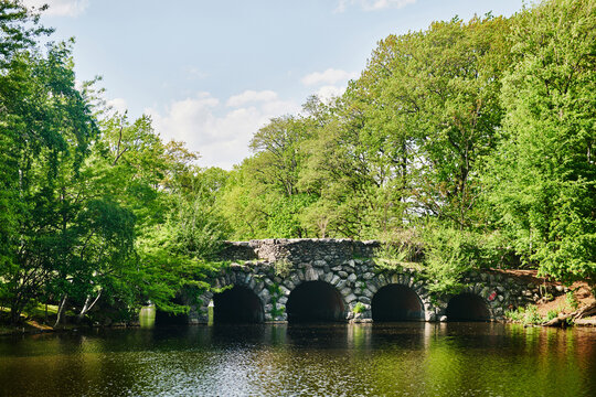 The Agassiz Road Bridge, located in Boston's Back Bay Fens, Boston, Massachusetts, New England, United States