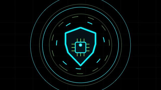 AI Sentinel Protecting Digital Wallet Neon Vector Animation