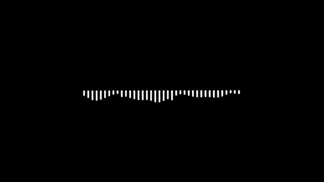 White audio frequency wave animation with sound spectrum visualizer bars, transparent background equalizer effect, seamless digital recording display in 4K