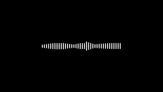 White audio frequency wave animation with sound spectrum visualizer bars, transparent background equalizer effect, seamless digital recording display in 4K