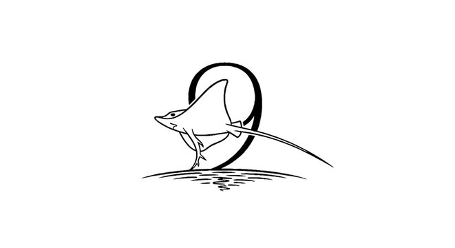 Minimalist line art of a mouse with a curled tail.
