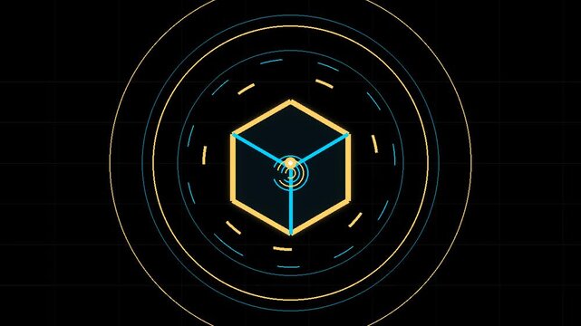 Crypto Wallet Vault With Central Keyhole Neon Vector Animation