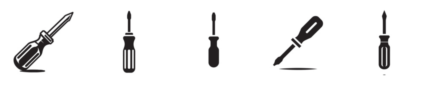 A set of various screwdrivers on white.