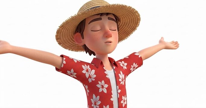 Cartoon character with arms outstretched isolated on white