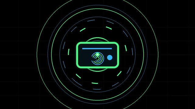 Identity Badge Wallet Security Verification Neon Vector Animation