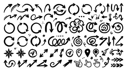 Obraz premium Doodle navigation arrows bundle vector sketch illustration set