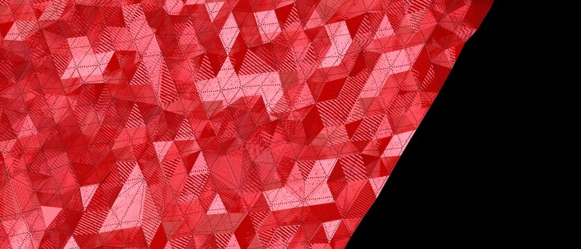 Intricate red geometric pattern with textured triangular shapes and lines creating a vibrant backgro
