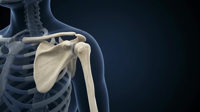 Human shoulder joint with glowing red pain inflammation