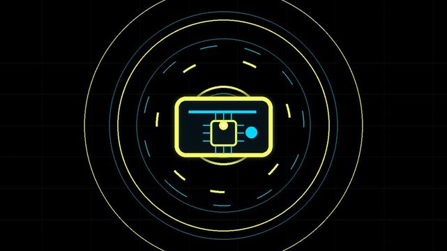 Passkey Wallet Authentication Icon Neon Vector Animation