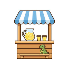 Obraz premium A small wooden stand selling refreshing yellow citrus fruit drinks