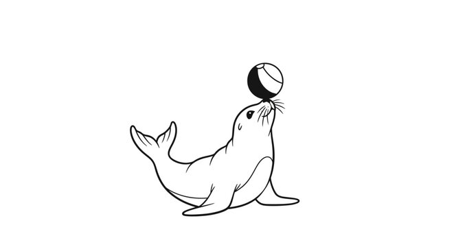 Seal Playing with a Ball Outdoors.
