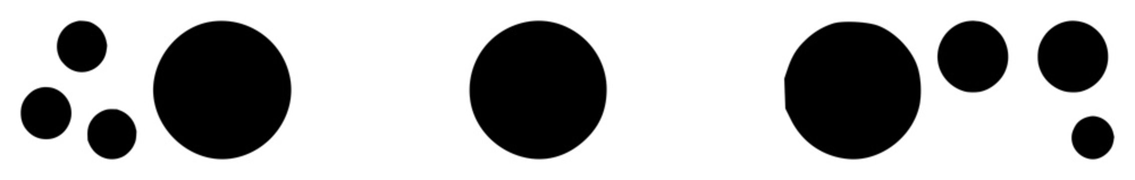 Ellipsis icon set with simple black outline on white background featuring three dots, UI icons, navigation with symbol and interactive