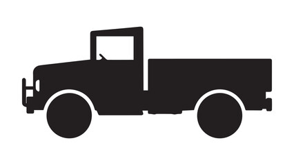 Fototapeta premium Black Silhouette of an Old Vintage Pickup Truck.