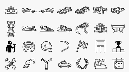 Naklejka premium Corporate Branding Icons for Automotive Racing and Performance Industry Innovation with high professional line art symbols for modern creative design and digital branding projects