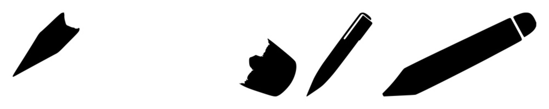 Solid black icon, white background: freelancing pen tool set with simple line art design featuring sketches, drawings, vector graphics with minimalist and simple illustrations