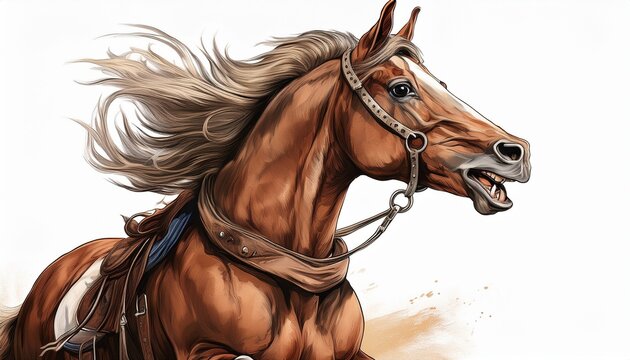 rodeo mad horse isolated on a white background generative ai