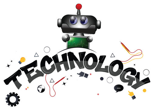 AI Robot Future Technology Cartoon Mascot Vector Typography Text Design