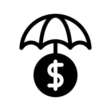 Business insurance concept with umbrella protecting money