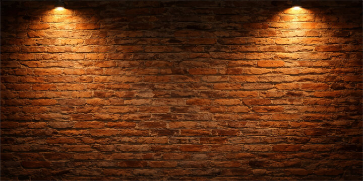 Warm Spotlights on Red Brick Wall Background Minimal Studio Lighting Modern Clean Texture Soft Glow Vector Illustration